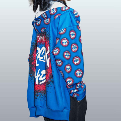 Graphic Full Zip Hoodie, Bold Back Print (Blue) – I Came to Wreck Shop | US - Ohhh So Swag