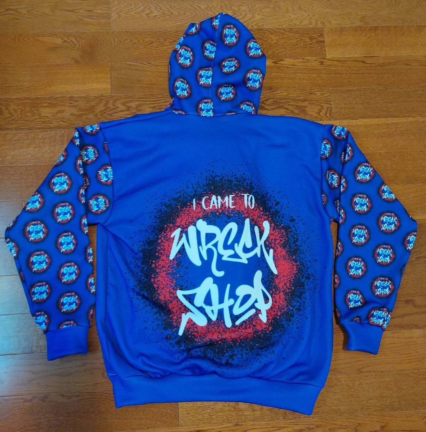 Graphic Full Zip Hoodie, Bold Back Print (Blue) – I Came to Wreck Shop | US - Ohhh So Swag