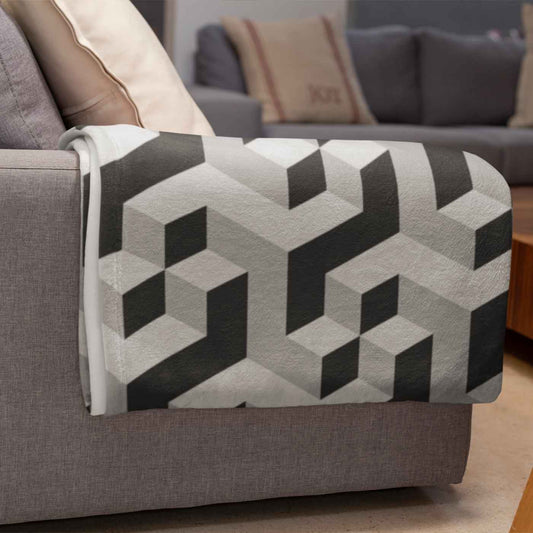 Grey Black Geometric Blanket, Gray Throw Blanket 60x80 | SHIPS FROM USA - Ohhh So Swag
