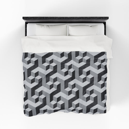 Grey Black Geometric Blanket, Gray Throw Blanket 60x80 | US - Ohhh So Swag