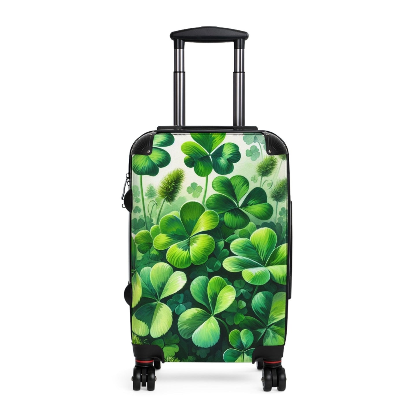 Hard Shell Green Shamrock Suitcase with Lock and Swivel Wheels, Four Leaf Clover Luggage, Custom Gift for Travelers | CA - Ohhh So Swag