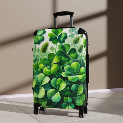 Hard Shell Green Shamrock Suitcase with Lock and Swivel Wheels, Four Leaf Clover Luggage, Custom Gift for Travelers | CA - Ohhh So Swag
