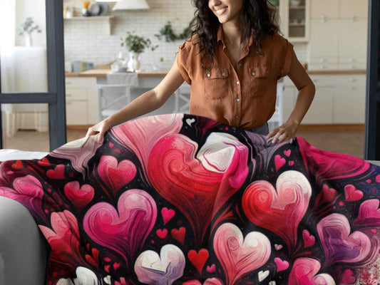 Hearts Throw Blanket for Bed, Living Room Couch 60x80 | SHIPS FROM USA - Ohhh So Swag
