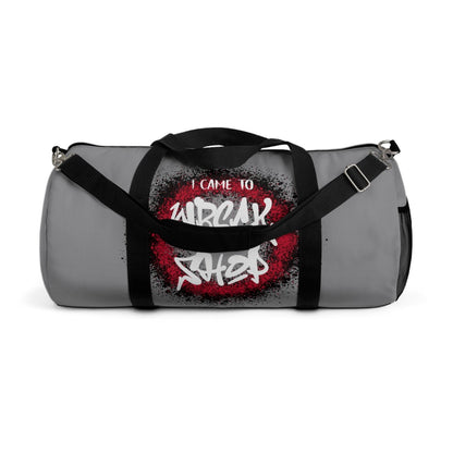 Light Grey Duffel Bag with I Came to Wreck Shop Text and Graffiti Design, Motivational and Hip Hop - Inspired | US - Ohhh So Swag