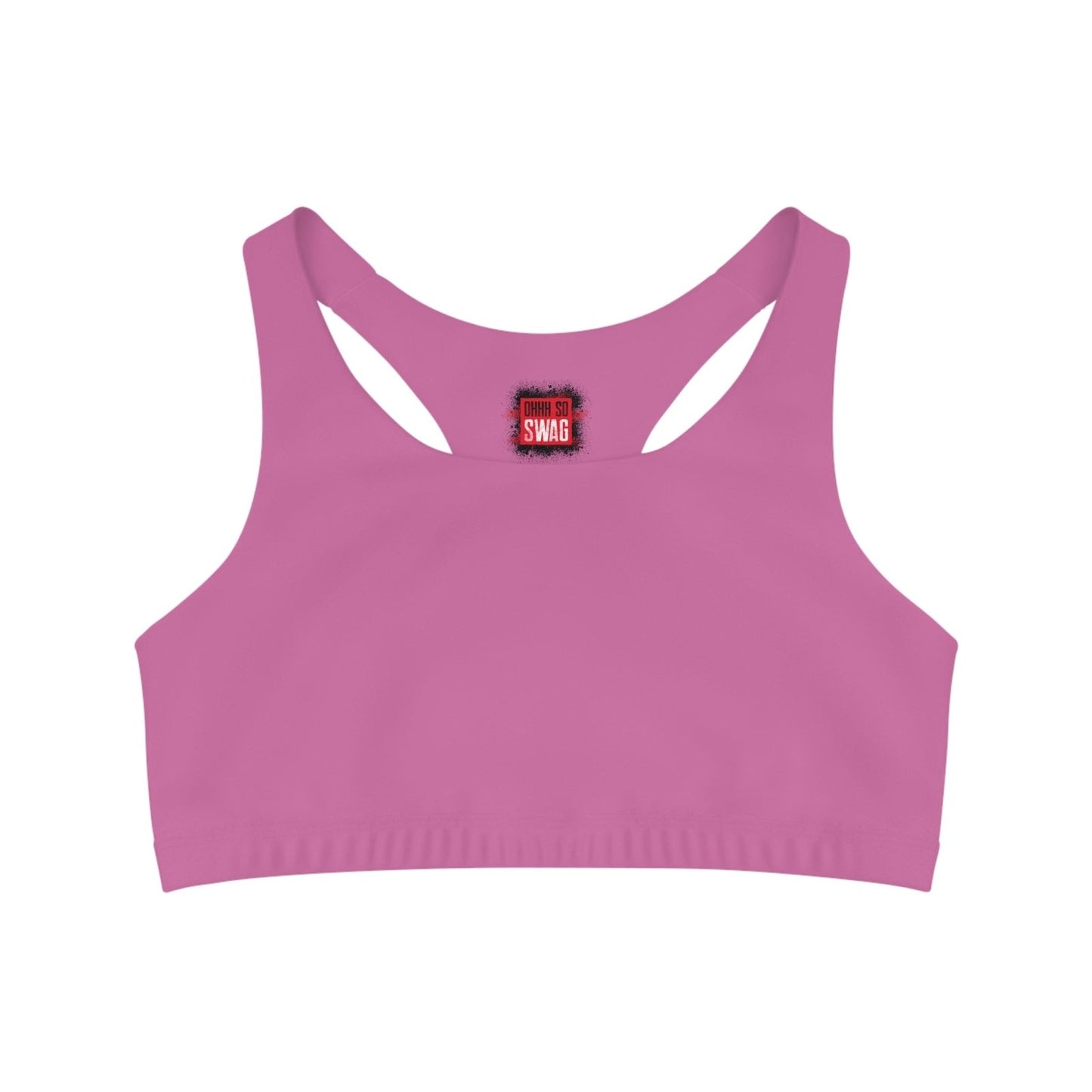 Light Pink Sports Bra, Medium Support, Red Kiss Lips, Purple Heart - Love, Me. | US - Ohhh So Swag