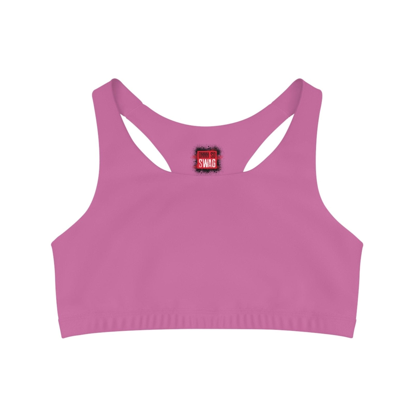 Light Pink Sports Bra, Medium Support, Red Kiss Lips, Purple Heart - Love, Me. | US - Ohhh So Swag