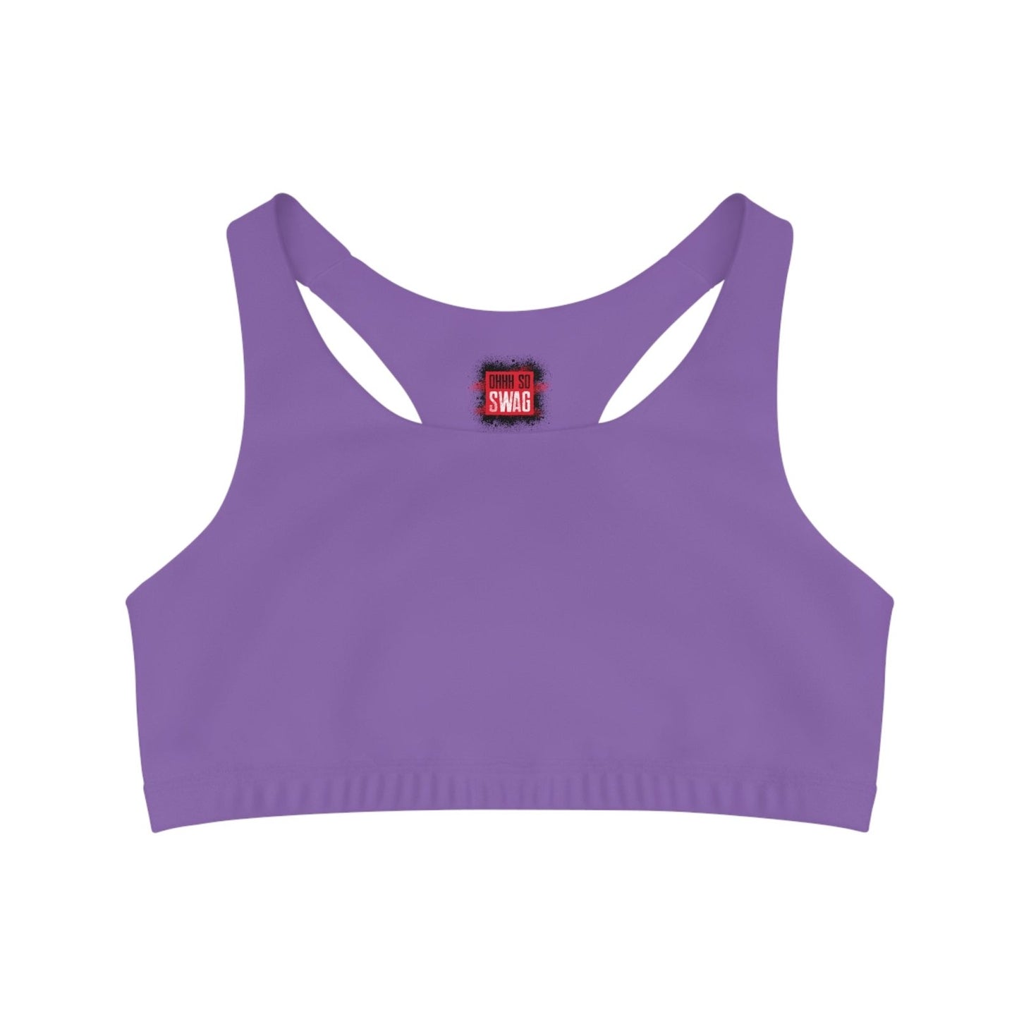 Light Purple Sports Bra, Medium Support, Red Kiss Lips, Purple Heart - Love, Me. | US - Ohhh So Swag