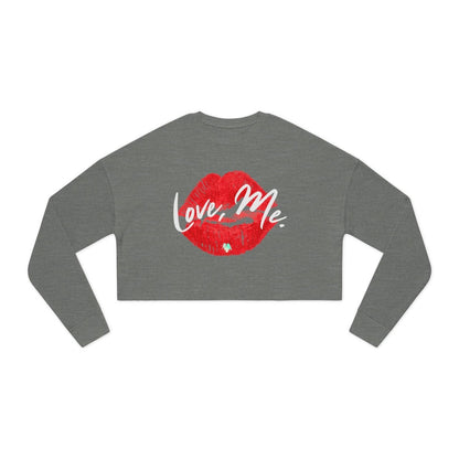 Long Sleeve Crop Top Sweatshirt, Red Kiss Lips, Green Heart - Love, Me. | US - Ohhh So Swag
