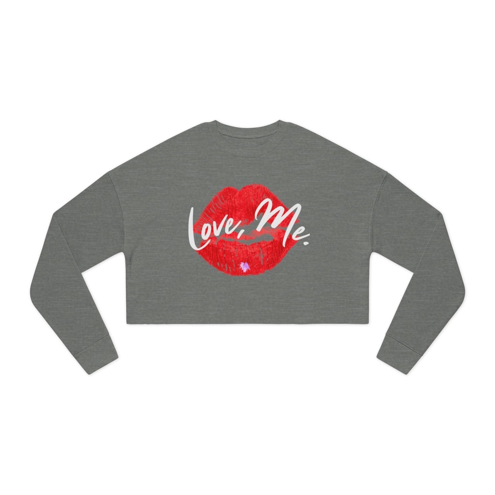 Long Sleeve Streetwear Crop Top, Red Kiss Lips, Purple Heart - Love, Me. | US - Ohhh So Swag