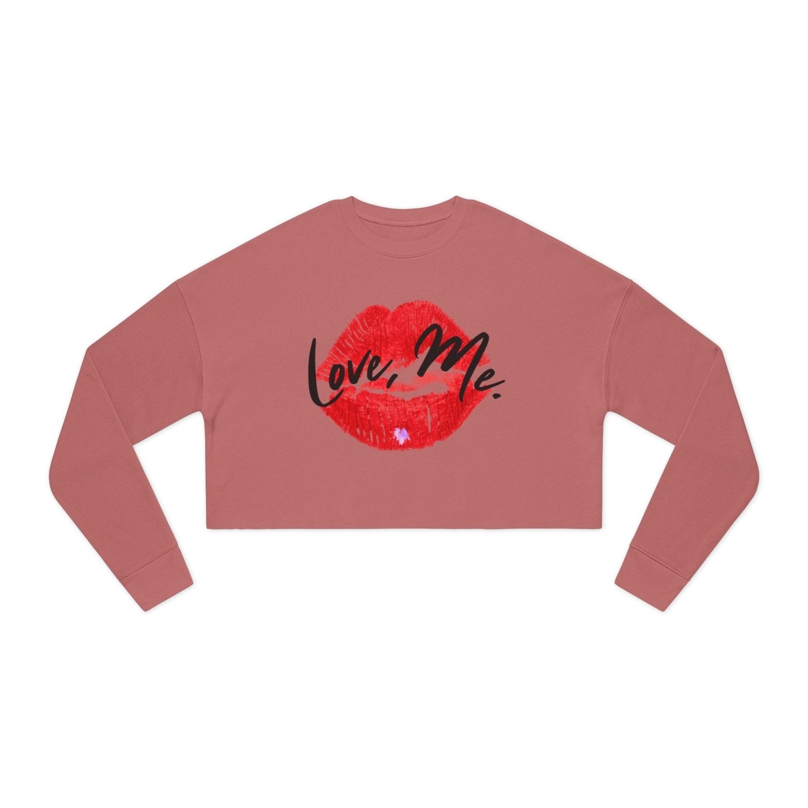 Long Sleeve Streetwear Crop Top, Red Kiss Lips, Purple Heart - Love, Me. | US - Ohhh So Swag
