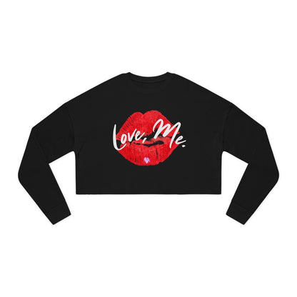 Long Sleeve Streetwear Crop Top, Red Kiss Lips, Purple Heart - Love, Me. | US - Ohhh So Swag