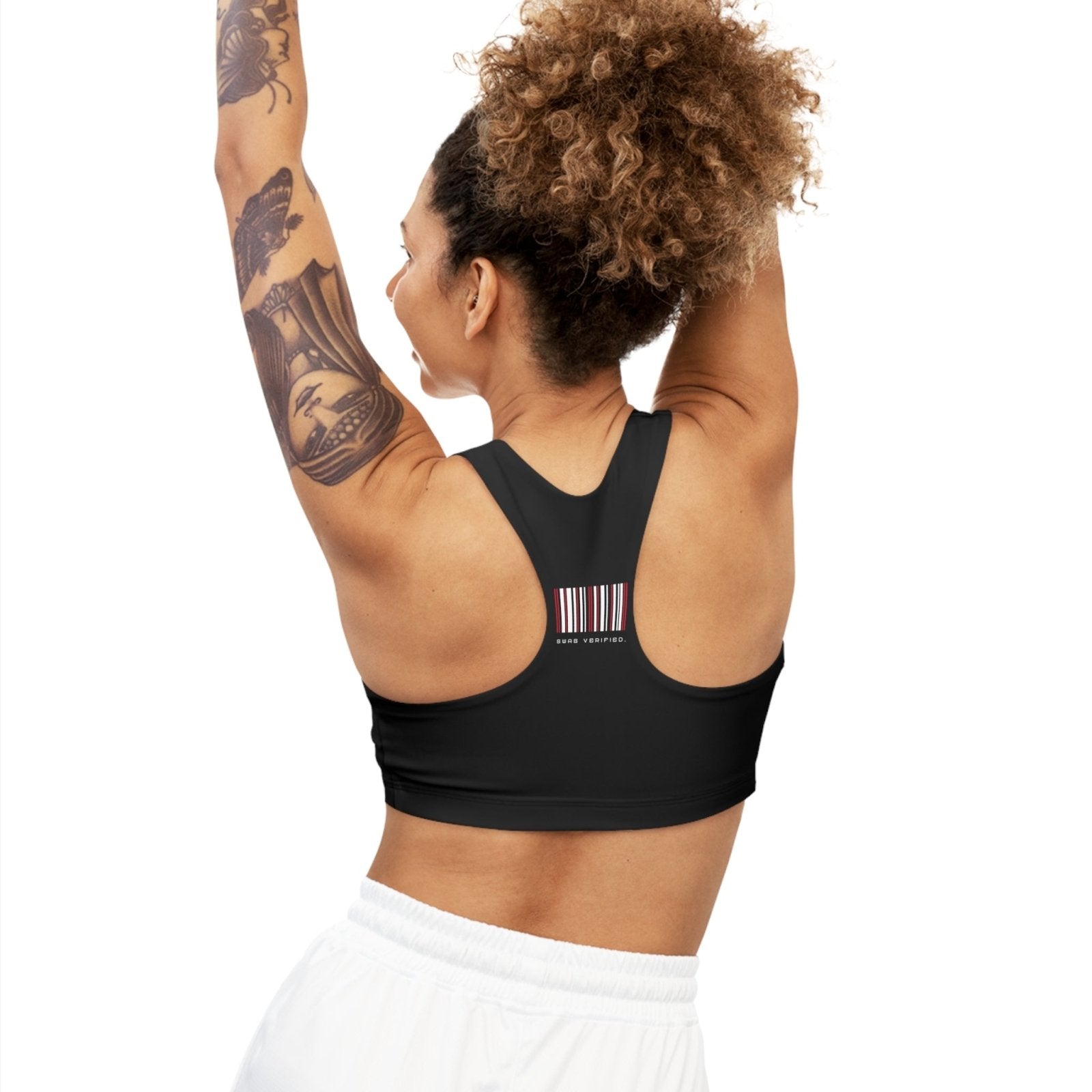 Medium Support Black Sports Bra - Swag Verified. Barcode | US - Ohhh So Swag