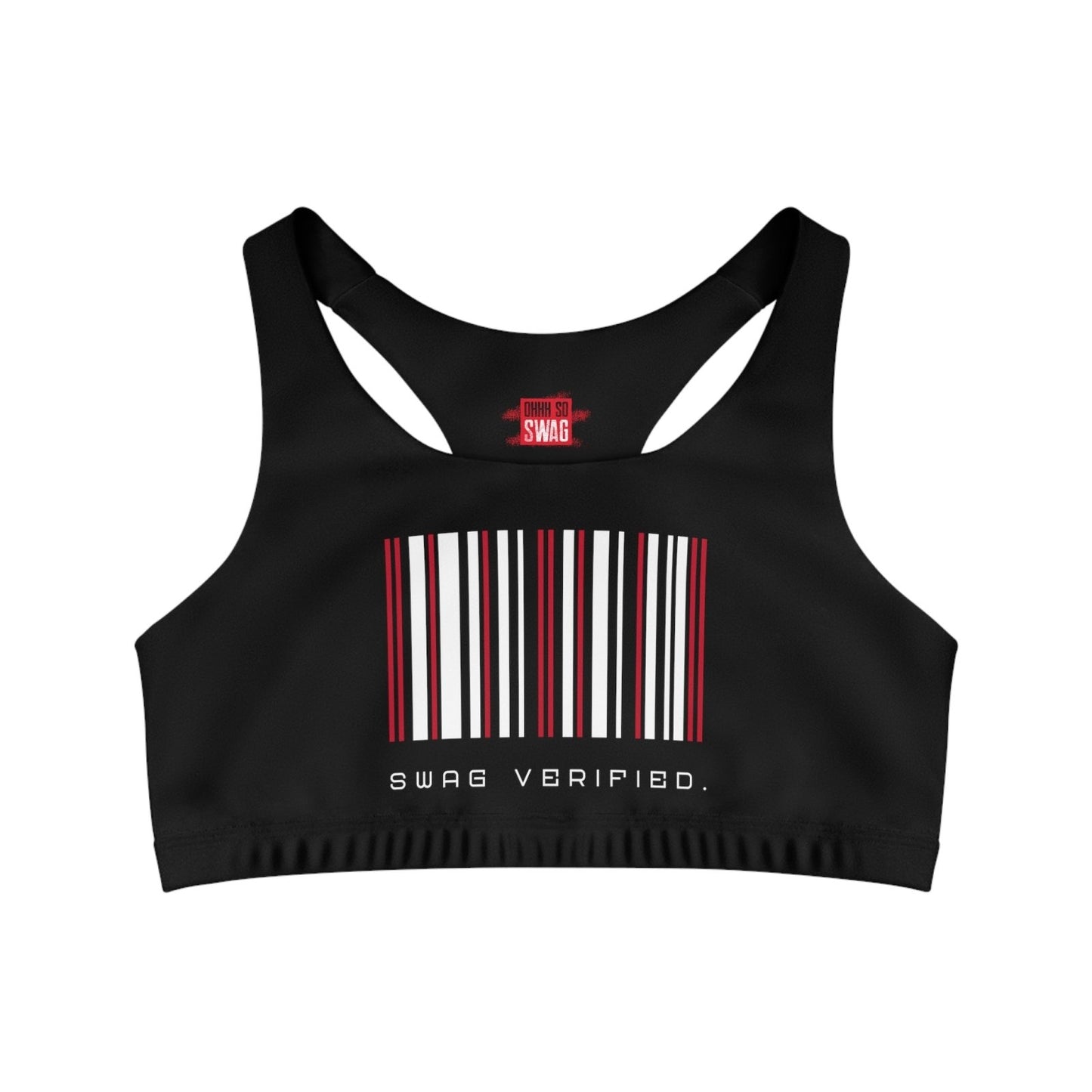 Medium Support Black Sports Bra - Swag Verified. Barcode | US - Ohhh So Swag