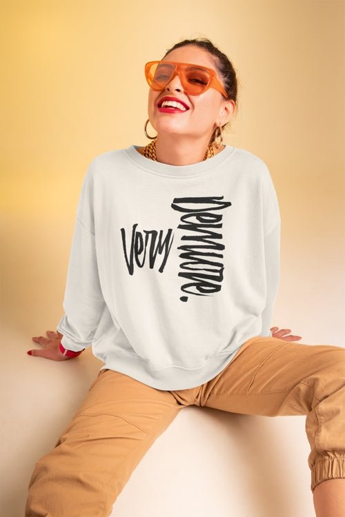 Men's and Women's Unisex Medium Heavy Crewneck Sweatshirt - Very Demure | US - Ohhh So Swag