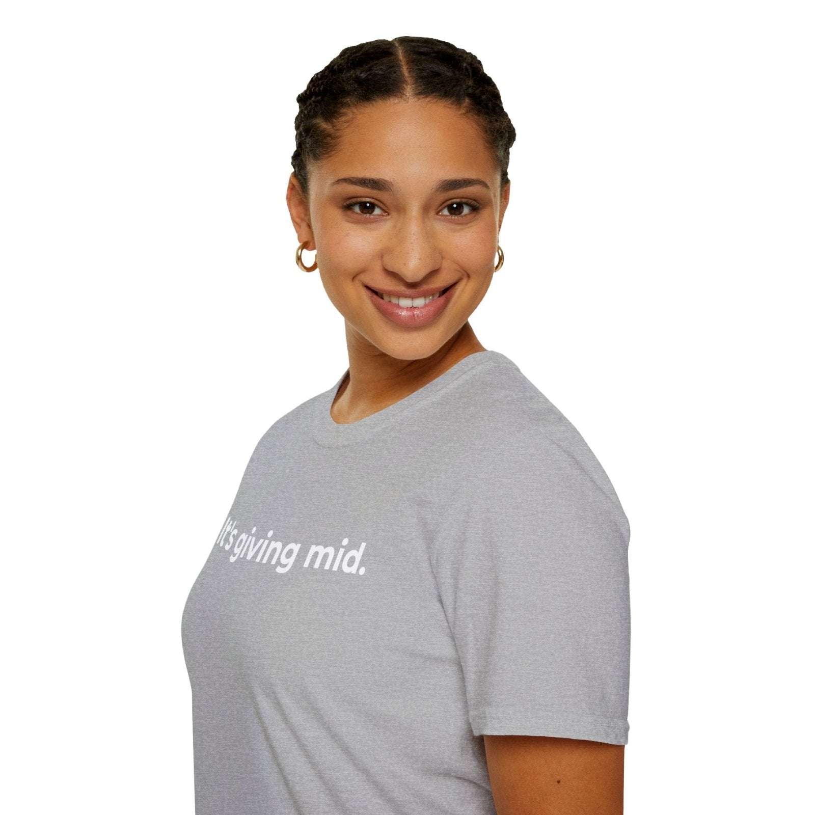 Men's and Women's Unisex Softstyle Short Sleeve Shirt - It's Giving Mid | CA - Ohhh So Swag