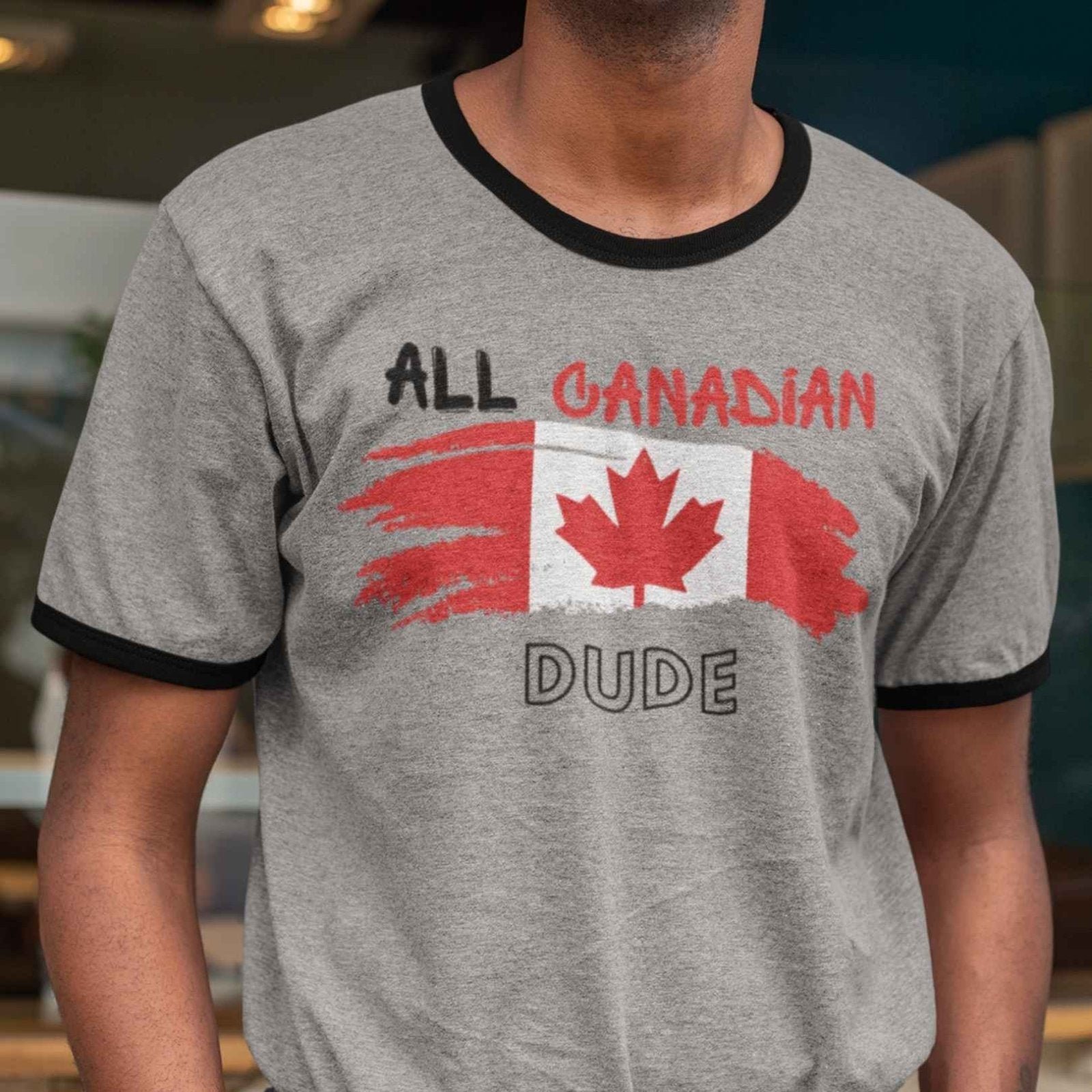Men's Cotton Ringer Tee - All Canadian Dude | US - Ohhh So Swag