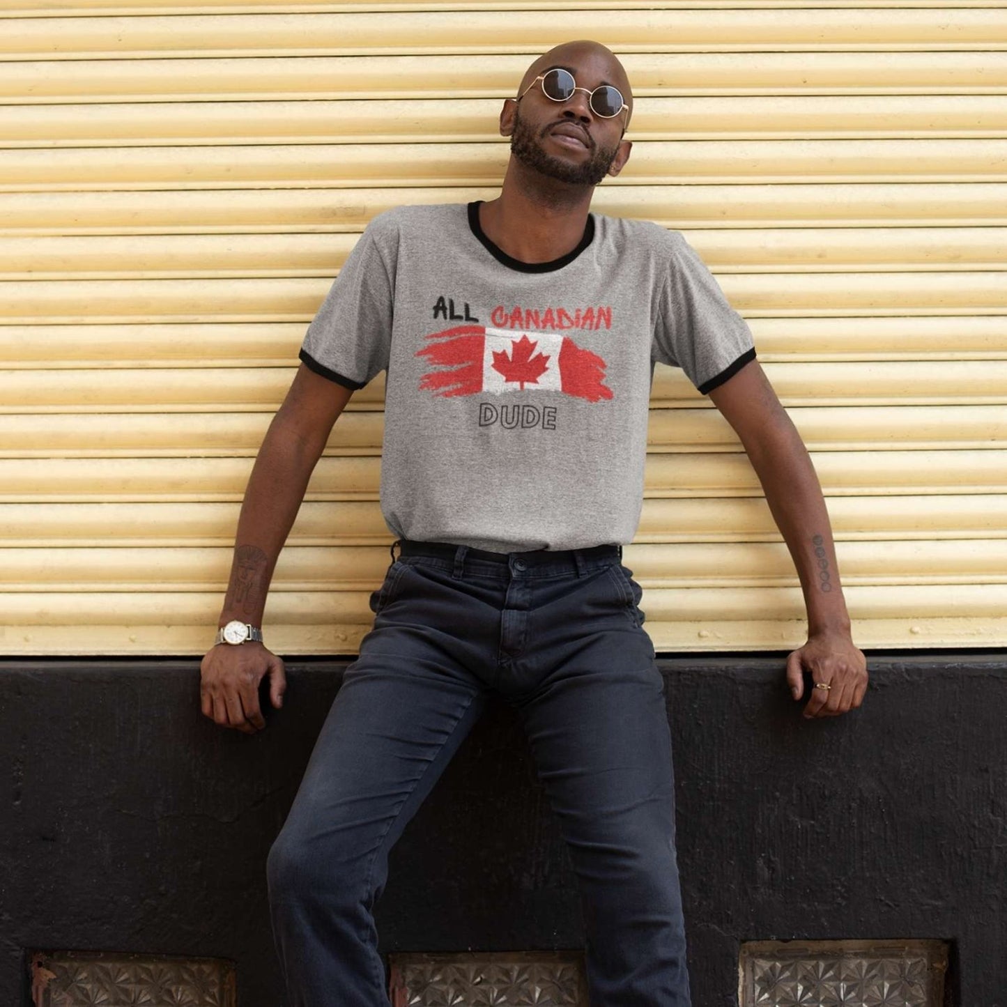 Men's Cotton Ringer Tee - All Canadian Dude | US - Ohhh So Swag