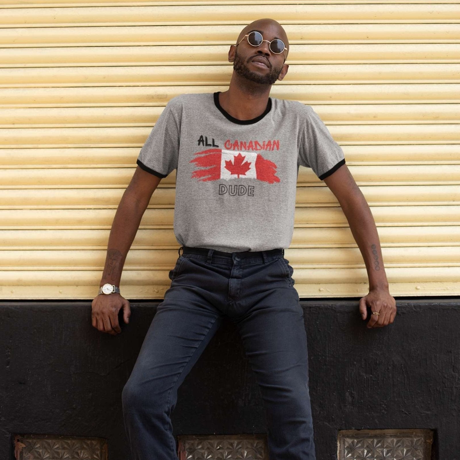 Men's Cotton Ringer Tee - All Canadian Dude | US - Ohhh So Swag
