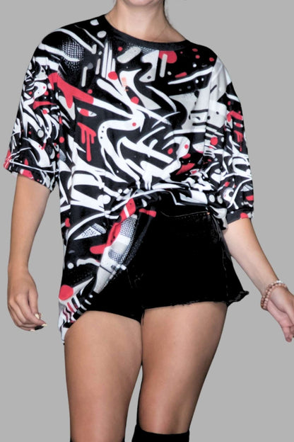 Paint Splatter Graffiti Tee for Men, Women, Premium Hip Hop Graphic T-Shirt, Casual Short Sleeve Urban Street Art Print Shirt | US - Ohhh So Swag