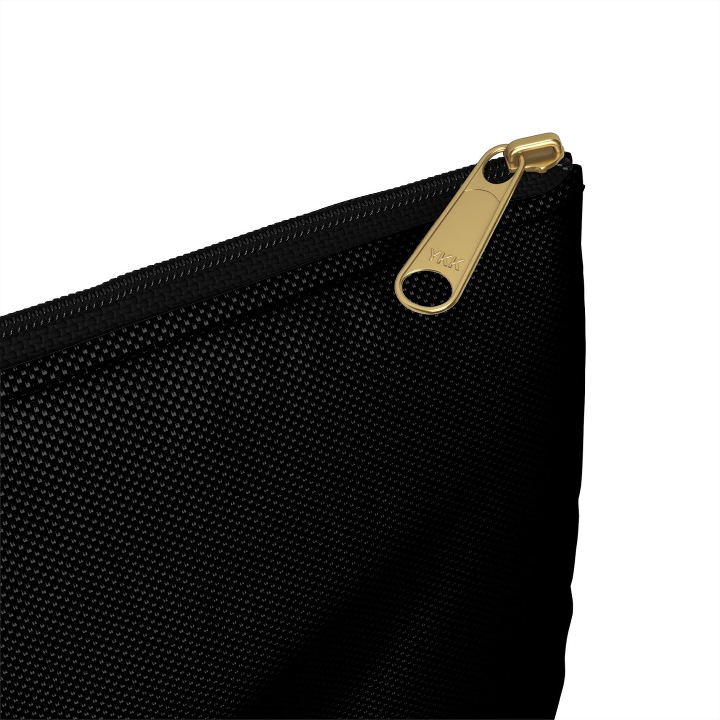 Personalized Black Cosmetic Pouch, Toiletry Bag (Large) — Love, Me. Red Lips, Green Heart | US - Ohhh So Swag