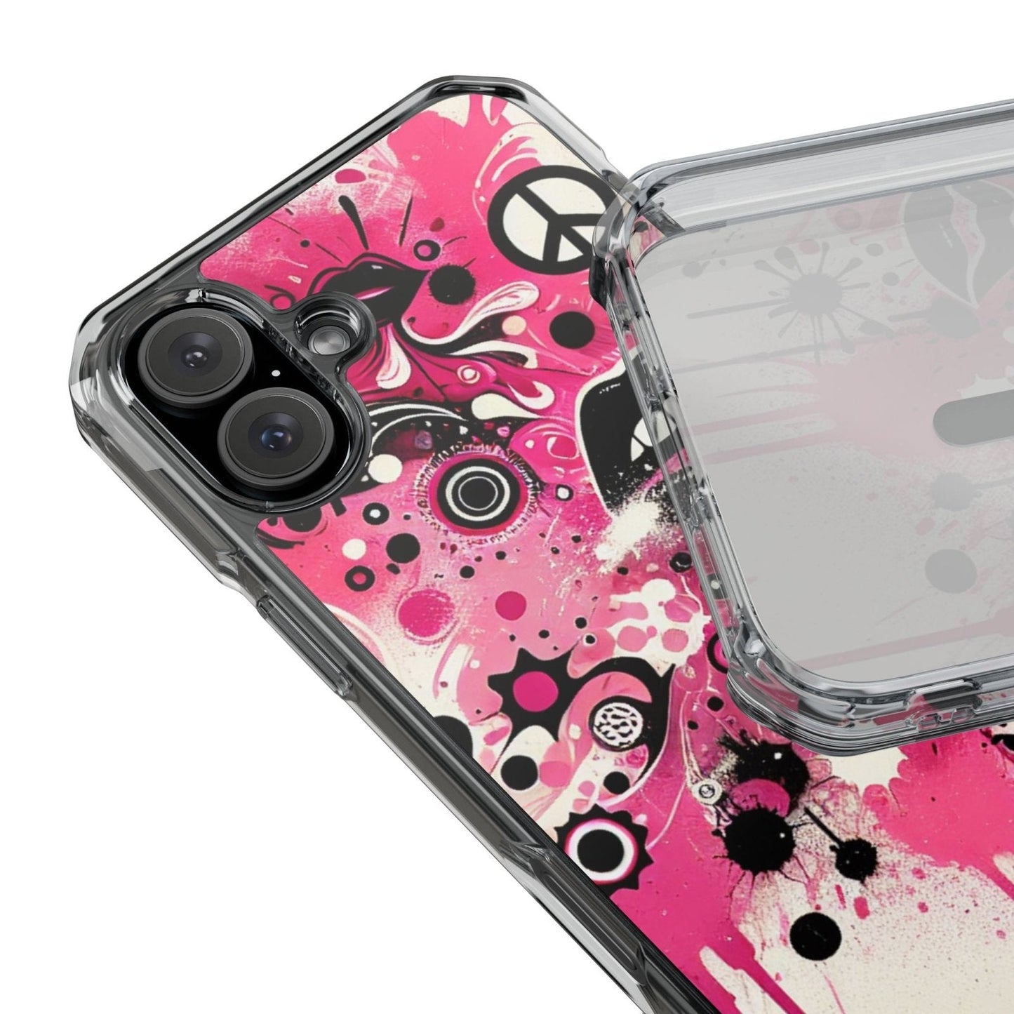 Pink Magnetic Phone Case, Paint Splatter Magsafe Compatible Phone Cases for Apple iPhone 14, iPhone 15 and iPhone 16, Lips Magnetic Cell Phone Cases | US - Ohhh So Swag