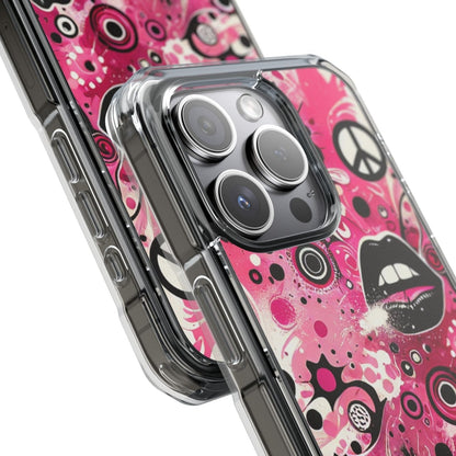 Pink Magnetic Phone Case, Paint Splatter Magsafe Compatible Phone Cases for Apple iPhone 14, iPhone 15 and iPhone 16, Lips Magnetic Cell Phone Cases | US - Ohhh So Swag