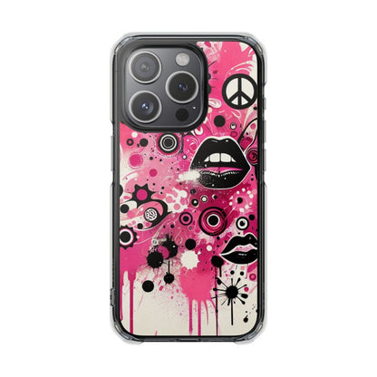 Pink Magnetic Phone Case, Paint Splatter Magsafe Compatible Phone Cases for Apple iPhone 14, iPhone 15 and iPhone 16, Lips Magnetic Cell Phone Cases | US - Ohhh So Swag