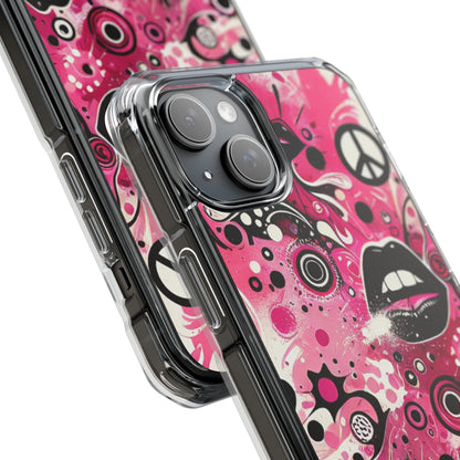 Pink Magnetic Phone Case, Paint Splatter Magsafe Compatible Phone Cases for Apple iPhone 14, iPhone 15 and iPhone 16, Lips Magnetic Cell Phone Cases | US - Ohhh So Swag