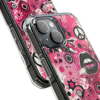 Pink Magnetic Phone Case, Paint Splatter Magsafe Compatible Phone Cases for Apple iPhone 14, iPhone 15 and iPhone 16, Lips Magnetic Cell Phone Cases | US - Ohhh So Swag