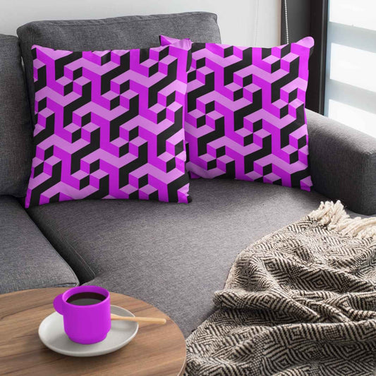 Pink Square Geometric Throw Pillow, 14 16 18 20 Inch | SHIPS FROM USA - Ohhh So Swag