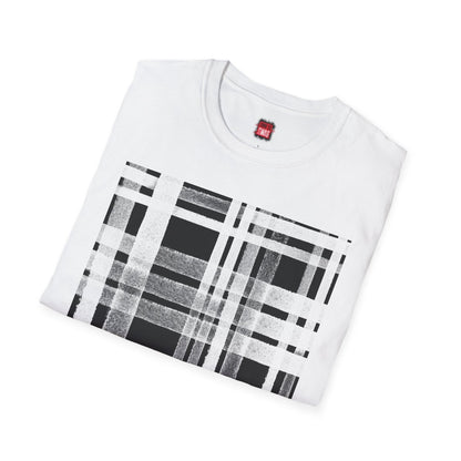 Plaid Print Graphic Tee for Men Women, Short Sleeve Cotton Unisex Streetwear Crew Neck T-Shirt, Black and White Tartan Print | US - Ohhh So Swag