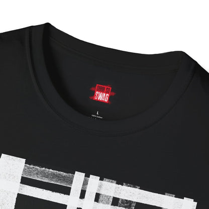 Plaid Print Graphic Tee for Men Women, Short Sleeve Cotton Unisex Streetwear Crew Neck T-Shirt, Black and White Tartan Print | US - Ohhh So Swag