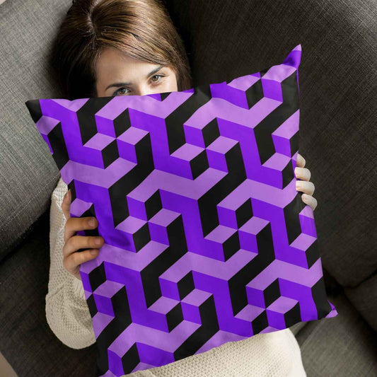 Purple Square Geometric Pillow, 14 16 18 20 Inch | SHIPS FROM USA - Ohhh So Swag
