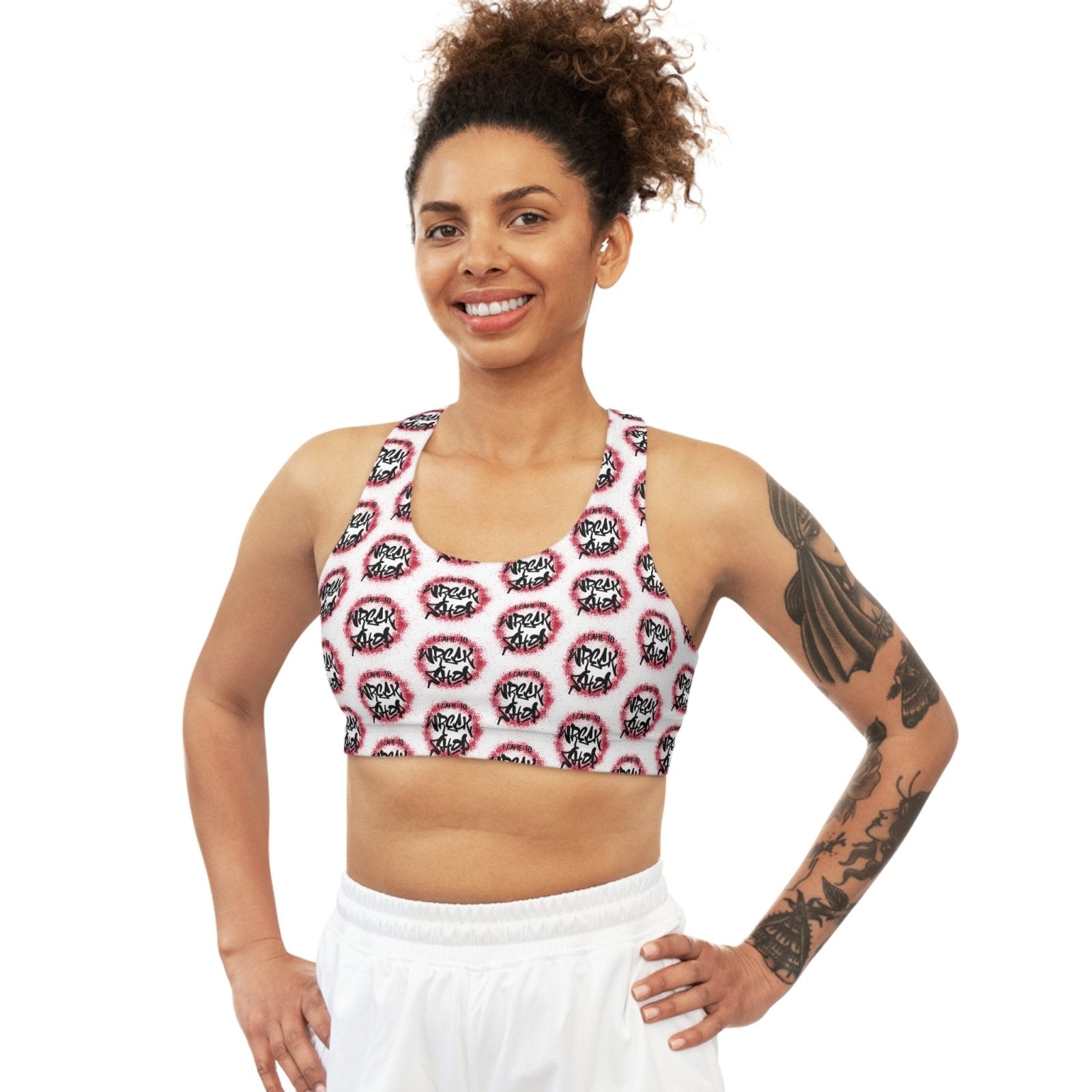 Seamless Sports Bra, Medium Support, White – I Came to Wreck Shop | US - Ohhh So Swag