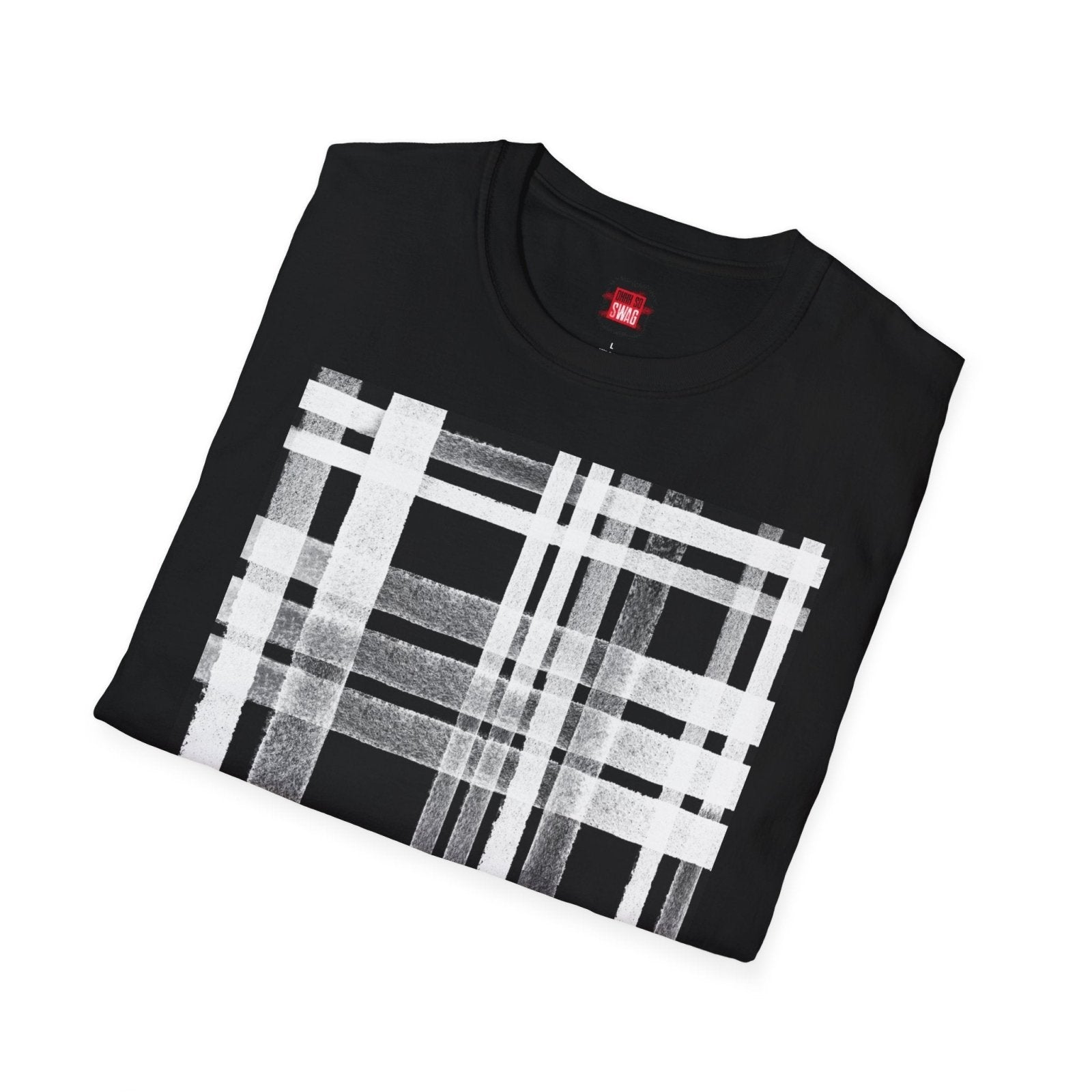 Short Sleeve Plaid Print Graphic Tee for Men Women, Black and White Tartan Print Cotton Unisex Streetwear Crew Neck T-Shirt | CA - Ohhh So Swag