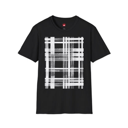 Short Sleeve Plaid Print Graphic Tee for Men Women, Black and White Tartan Print Cotton Unisex Streetwear Crew Neck T-Shirt | CA - Ohhh So Swag