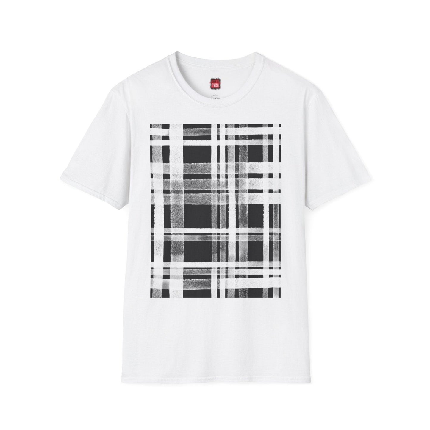 Short Sleeve Plaid Print Graphic Tee for Men Women, Black and White Tartan Print Cotton Unisex Streetwear Crew Neck T-Shirt | CA - Ohhh So Swag