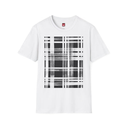 Short Sleeve Plaid Print Graphic Tee for Men Women, Black and White Tartan Print Cotton Unisex Streetwear Crew Neck T-Shirt | CA - Ohhh So Swag