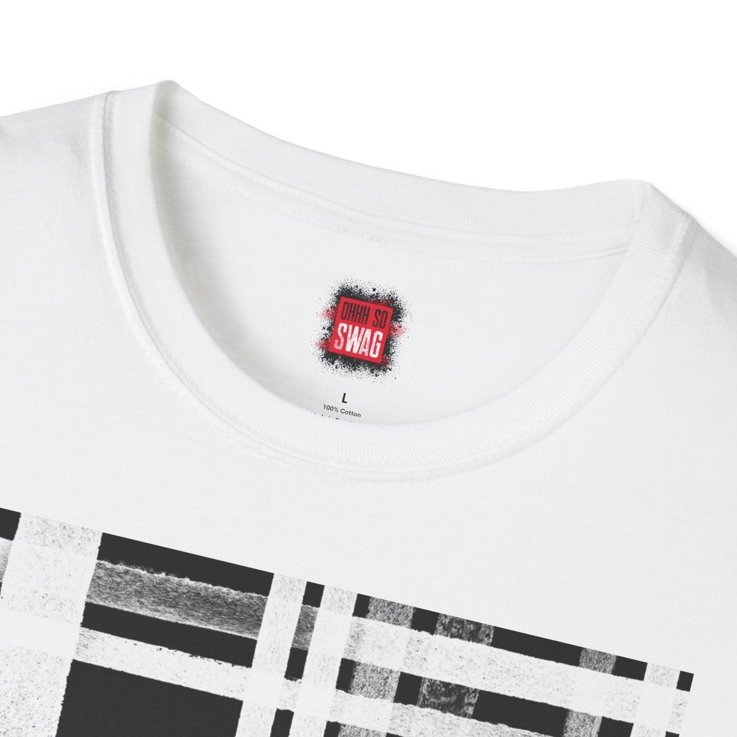 Short Sleeve Plaid Print Graphic Tee for Men Women, Black and White Tartan Print Cotton Unisex Streetwear Crew Neck T-Shirt | CA - Ohhh So Swag