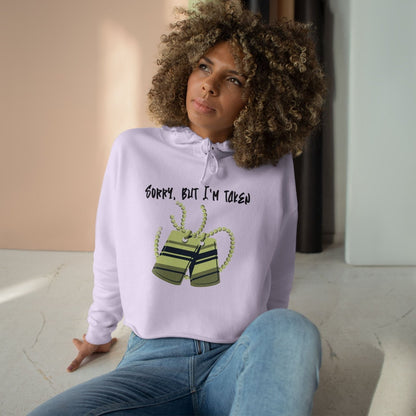 Sorry But I'm Taken Crop Hoodie Sweatshirt, Cute Casual Wear, Trendy Cropped Sweater Gift for Her | US - Ohhh So Swag