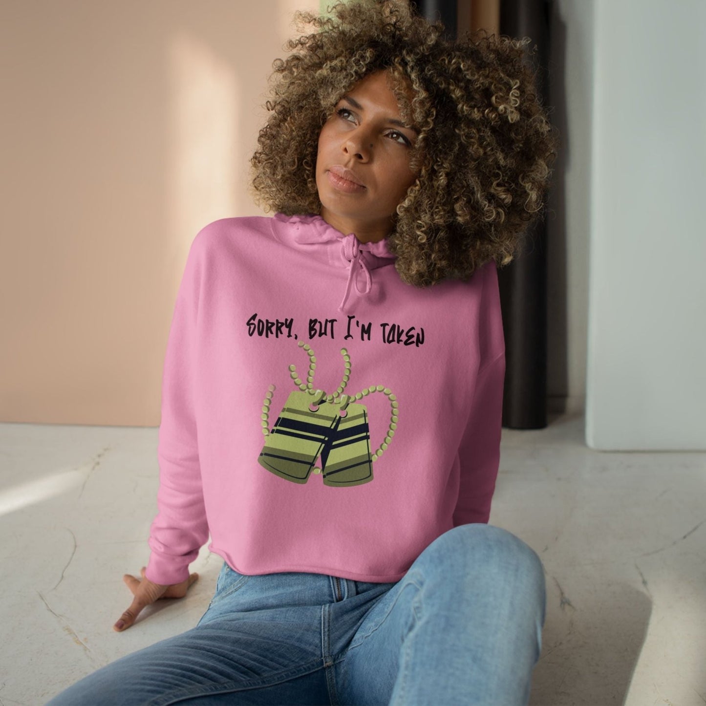 Sorry But I'm Taken Crop Hoodie Sweatshirt, Cute Casual Wear, Trendy Cropped Sweater Gift for Her | US - Ohhh So Swag