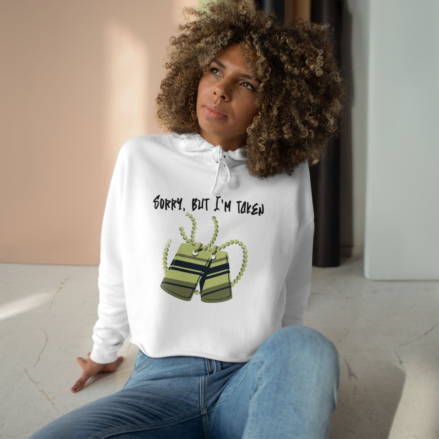 Sorry But I'm Taken Crop Hoodie Sweatshirt, Cute Casual Wear, Trendy Cropped Sweater Gift for Her | US - Ohhh So Swag