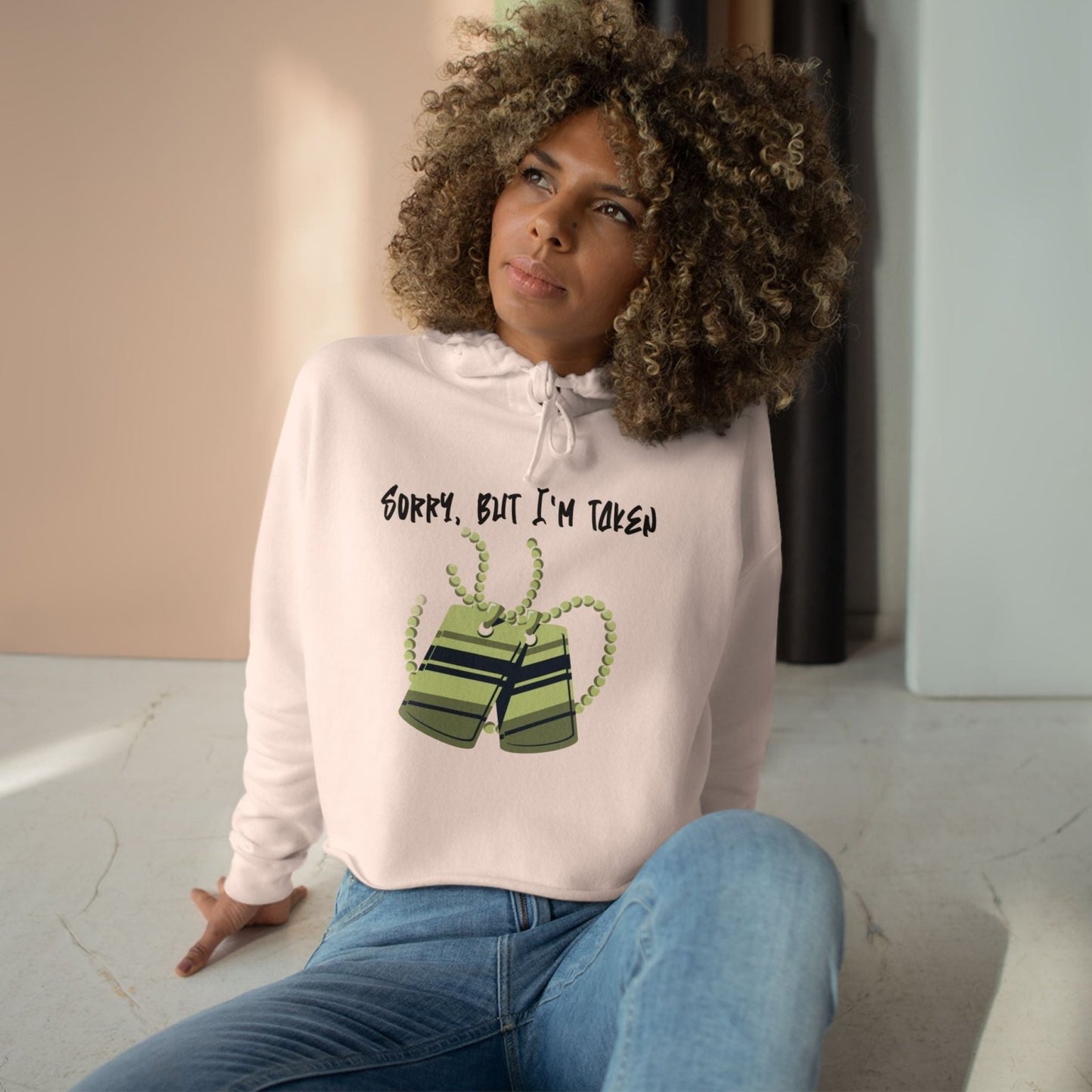 Sorry But I'm Taken Crop Hoodie Sweatshirt, Cute Casual Wear, Trendy Cropped Sweater Gift for Her | US - Ohhh So Swag