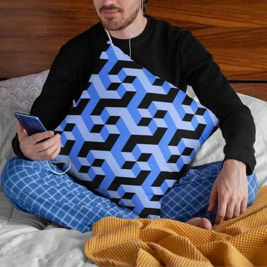 Square Geometric Blue Throw Pillow for Couch, Bed, Various Sizes | SHIPS FROM USA - Ohhh So Swag