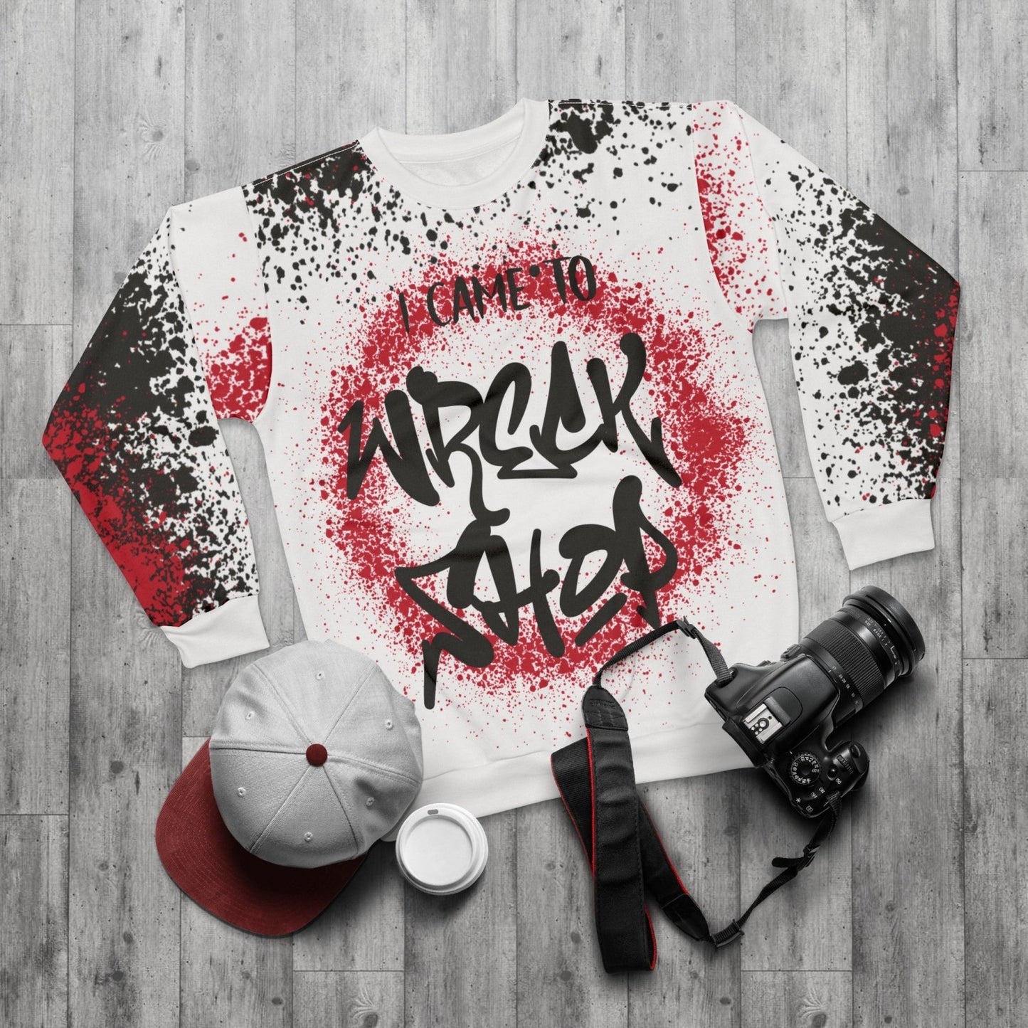 Streetwear Pullover Graffiti Sweater – I Came to Wreck Shop, White | US - Ohhh So Swag