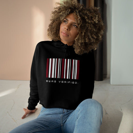 Swag Verified Barcode Cropped Hoodie, Women’s Fashion Sweatshirt Crop Top, Trendy Athleisure Wear, Gift for Her | US - Ohhh So Swag