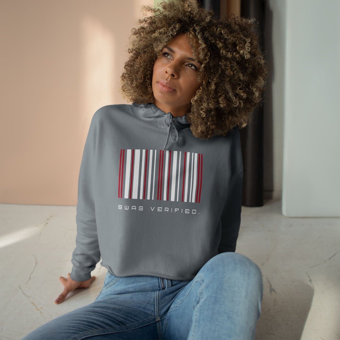 Swag Verified Barcode Cropped Hoodie, Women’s Fashion Sweatshirt Crop Top, Trendy Athleisure Wear, Gift for Her | US - Ohhh So Swag