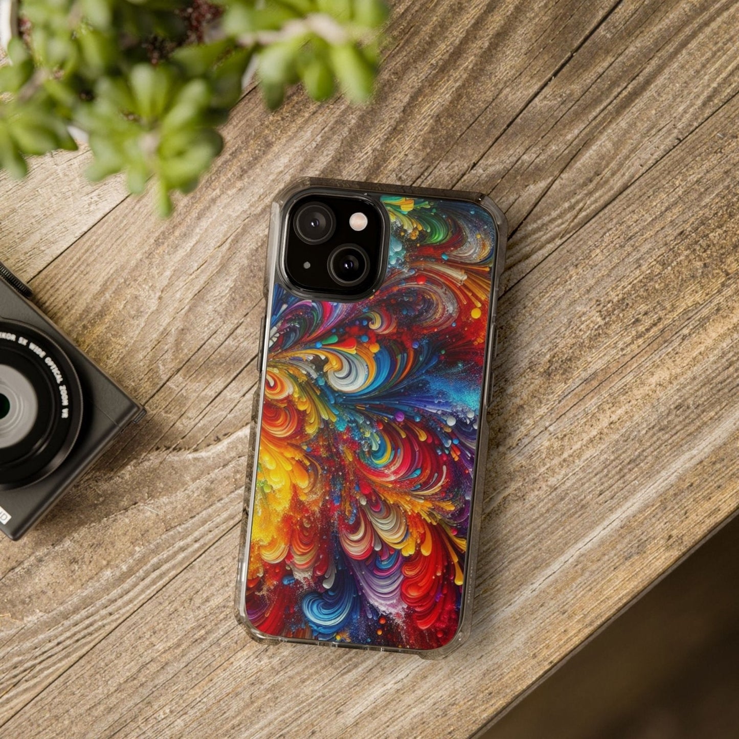 Swirly Paint Rainbow Magnetic Phone Case for Apple iPhone 14, iPhone 15 and iPhone 16, Multi Color Magnet Phone Cover | US - Ohhh So Swag