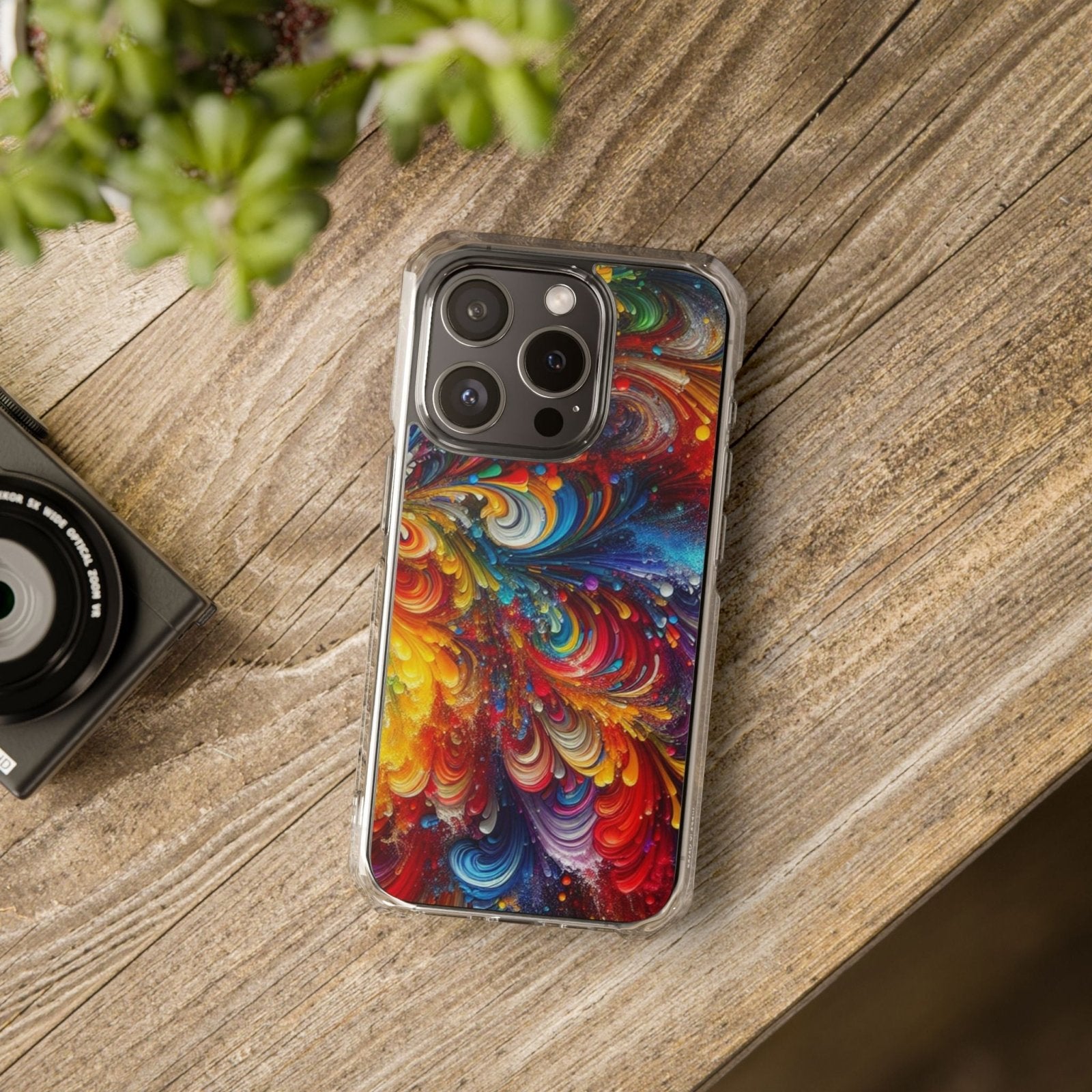 Swirly Paint Rainbow Magnetic Phone Case for Apple iPhone 14, iPhone 15 and iPhone 16, Multi Color Magnet Phone Cover | US - Ohhh So Swag