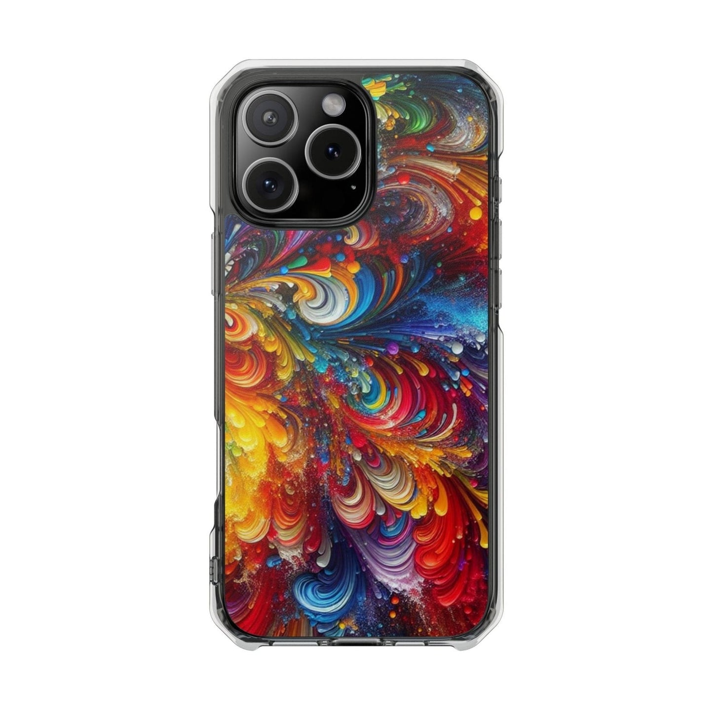 Swirly Paint Rainbow Magnetic Phone Case for Apple iPhone 14, iPhone 15 and iPhone 16, Multi Color Magnet Phone Cover | US - Ohhh So Swag